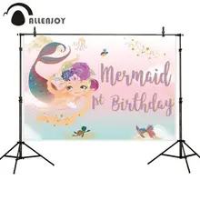 Allenjoy фон для фотосъемки с изображением русалки на день рождения для милой девушки под водой пастельного цвета с блестками и звездами