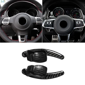 

For VW Golf 6 MK6 2010 2011 2012 2013 2pcs Car Carbon Fiber Steering Wheel Shift Paddle Extension Shifter Trim