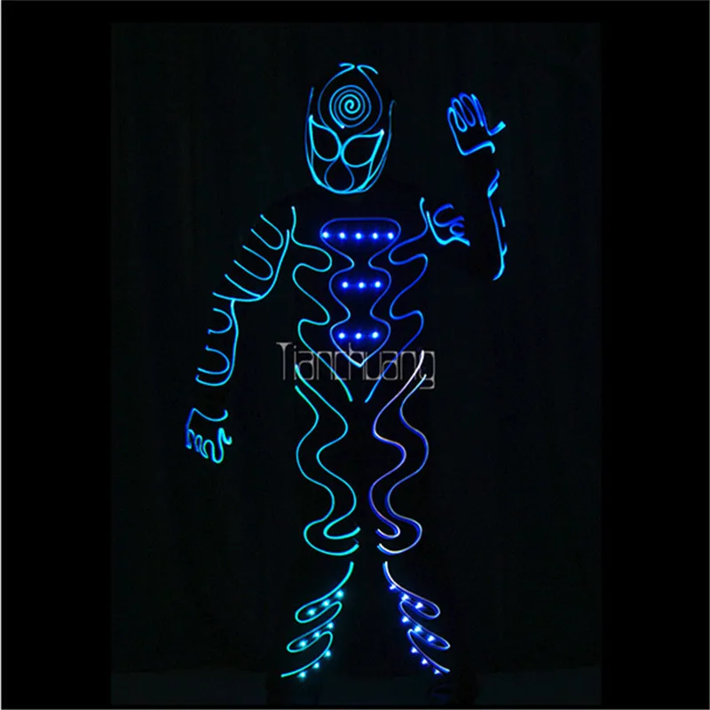 Программирование dj led костюмы трон робот костюм полноцветный RGB светильник наряд