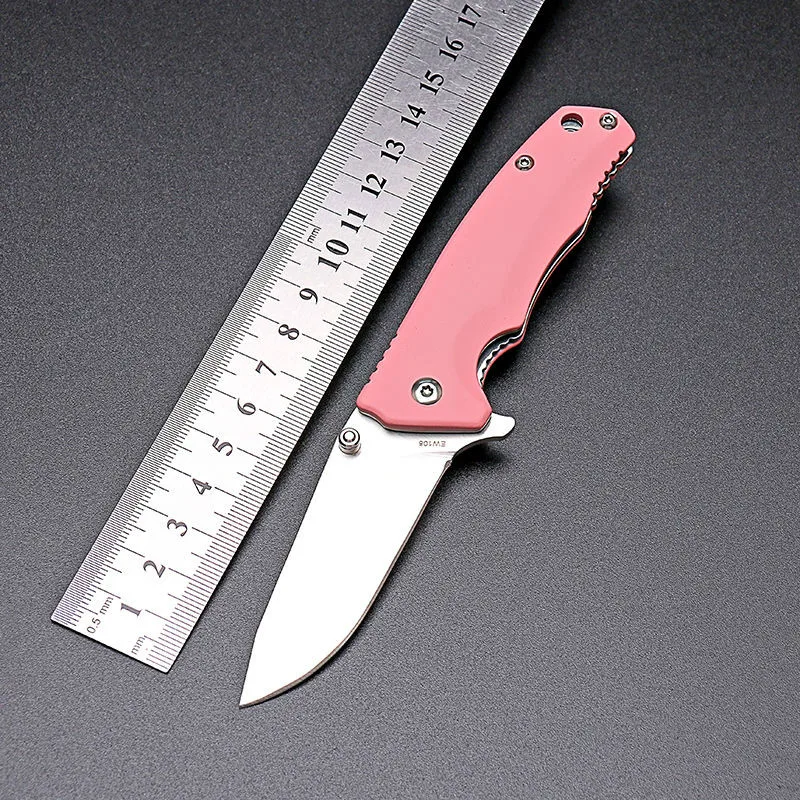 

BF-EW106 8CR13MOV Stainless Steel Rubber and steel PINK Handle Folding Knife Outdoor Hunting Survival Tactical EDC Knife