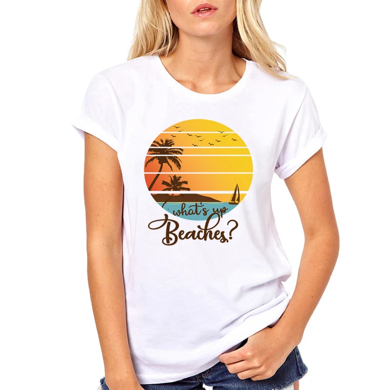 Женская одежда для девочек Just Wanner Have Sun Flower Sunkissed Beach с принтом Футболка Harajuku в