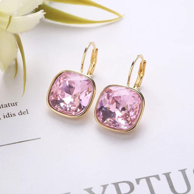 2021 New Design  Square Stones Earrings With French Hook Lever Back For Fashion Girls Wedding Gifts G223