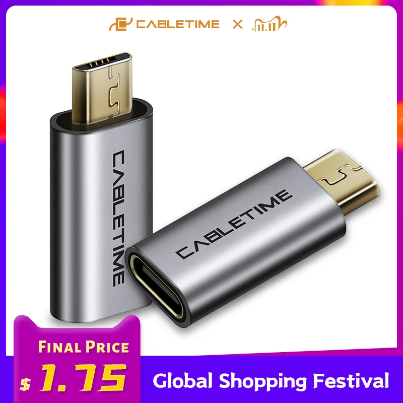 

CABLETIME USB C to Micro USB Mobile Phone Adapter micro usb Adapter Connector For Xiaomi Samsung Galaxy Huawei USB Type C C006