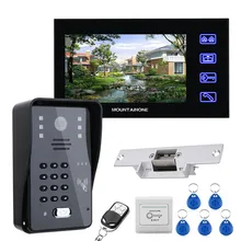 Mountainone – Kit d'interphone vidéo avec mot de passe, écran LCD de 7 pouces, RFID, verrouillage électrique, télécommande sans fil