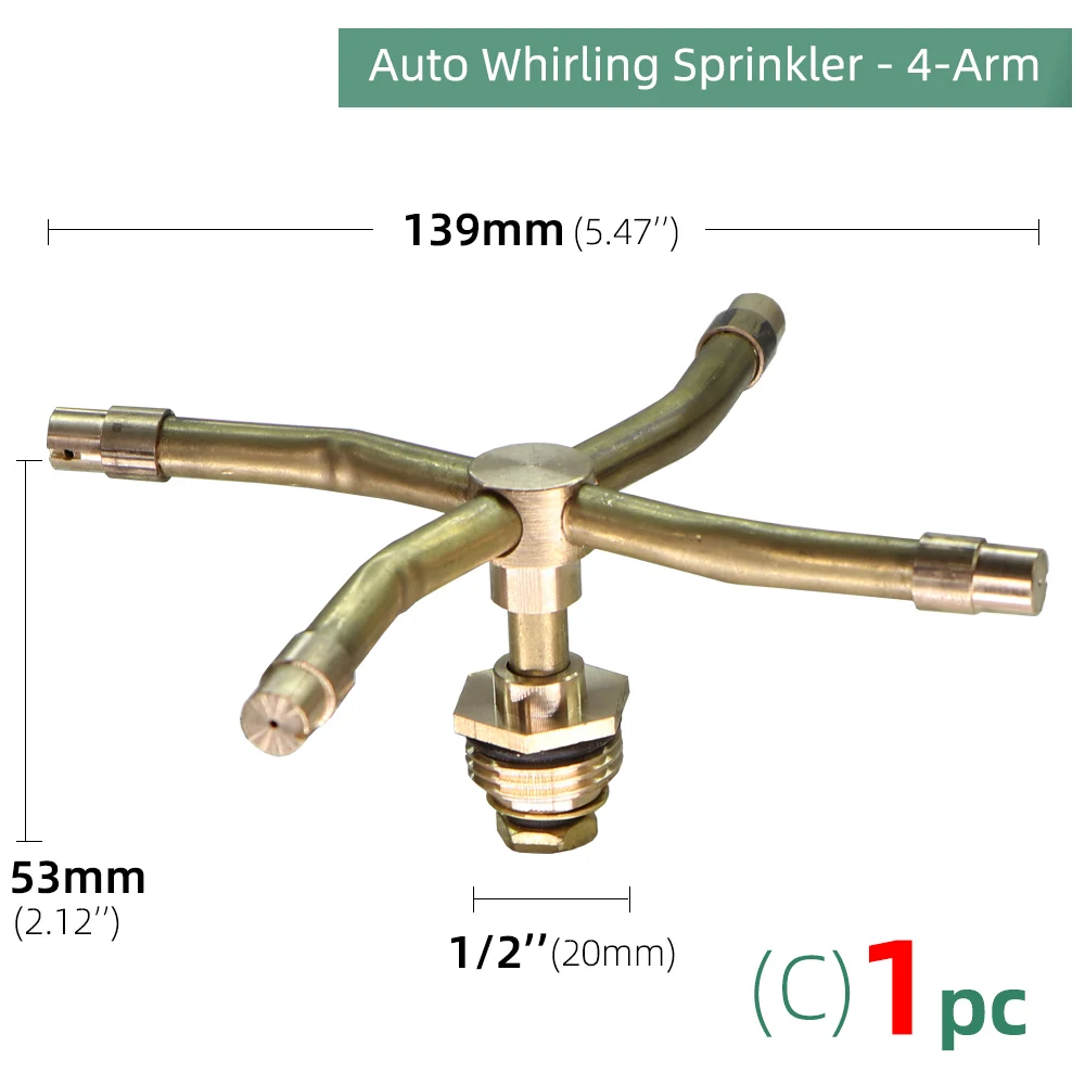 Brass Sprayer Whirling Sprinkler 360° Full Circle Pattern 1PC 2/3/4 Arm Fog Nozzle Wide Scope Of Coverage Landscaping Garden