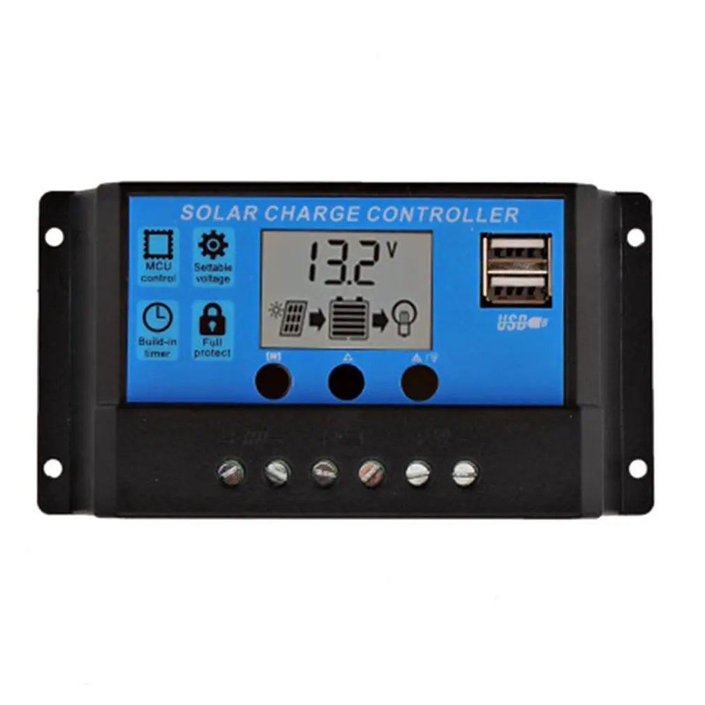 Новый 60A/50A/40A/30A/20A/10A Солнечный устройство зарядное контроллер 12V 24V режимы Auto Pwm Lcd