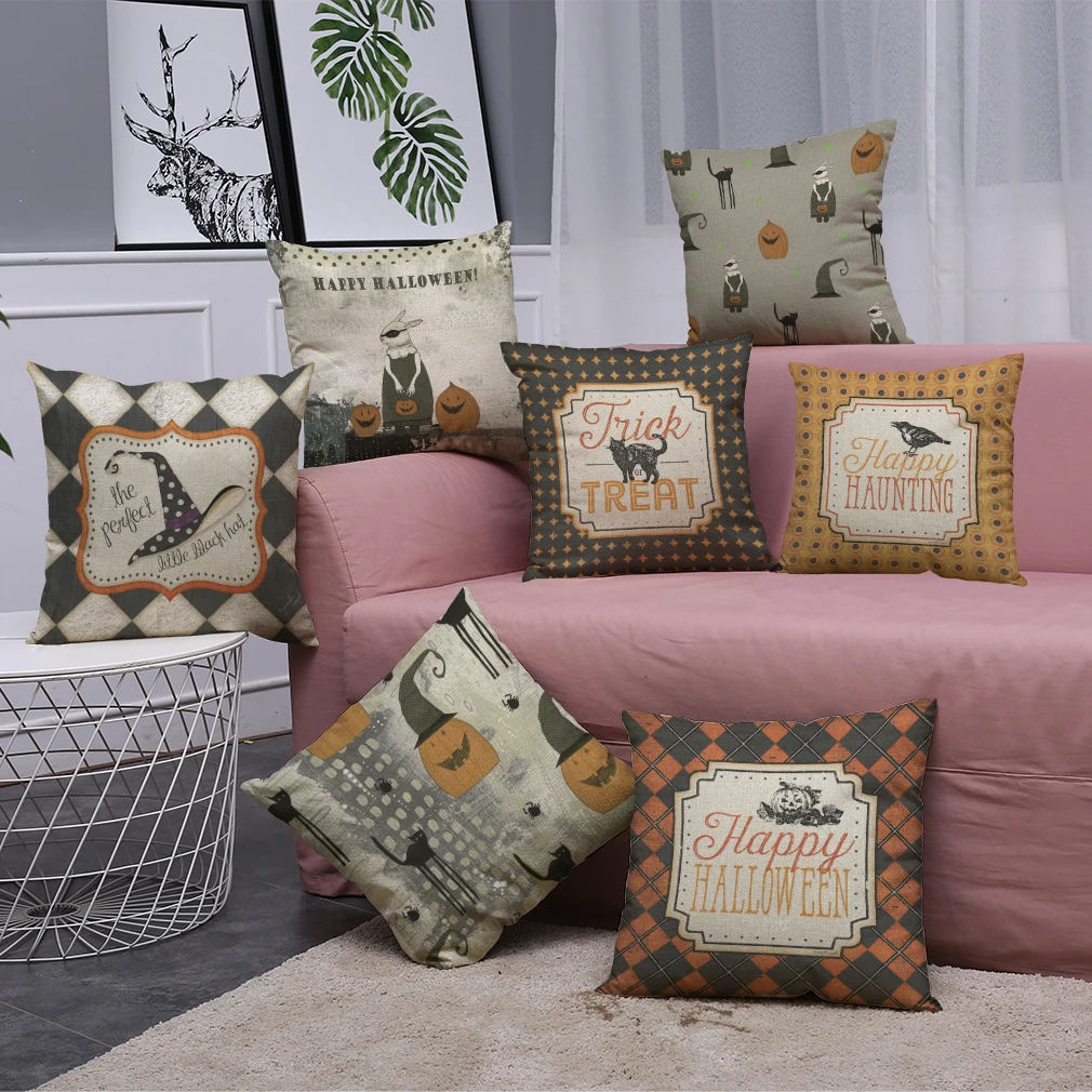 

Halloween Pillow Cover Home Decoration Christmas Throw Pillow Cover Cotton Linen Sofa Cushion Cover Throw Pillows for Couch