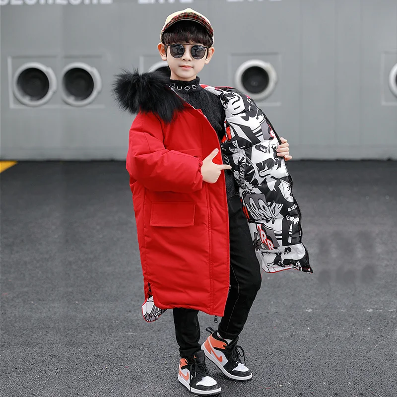 2023 Boys jackets Winter New Teenagers Kids thicken Hooded Coats