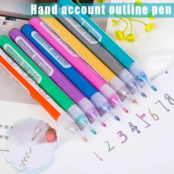 

Hot Sale 8 Color Double Line Outline Pen Highlighter Marker Pen for Drawing Painting Scrap Book Card DIY Diary G66