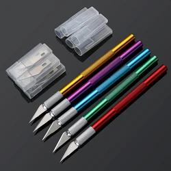 Nouveau cutter antidérapant avec 6 lames métalliques, couteau à papier, coupeur de gravure, poignée en métal, accessoires de coupe de sécurité 
