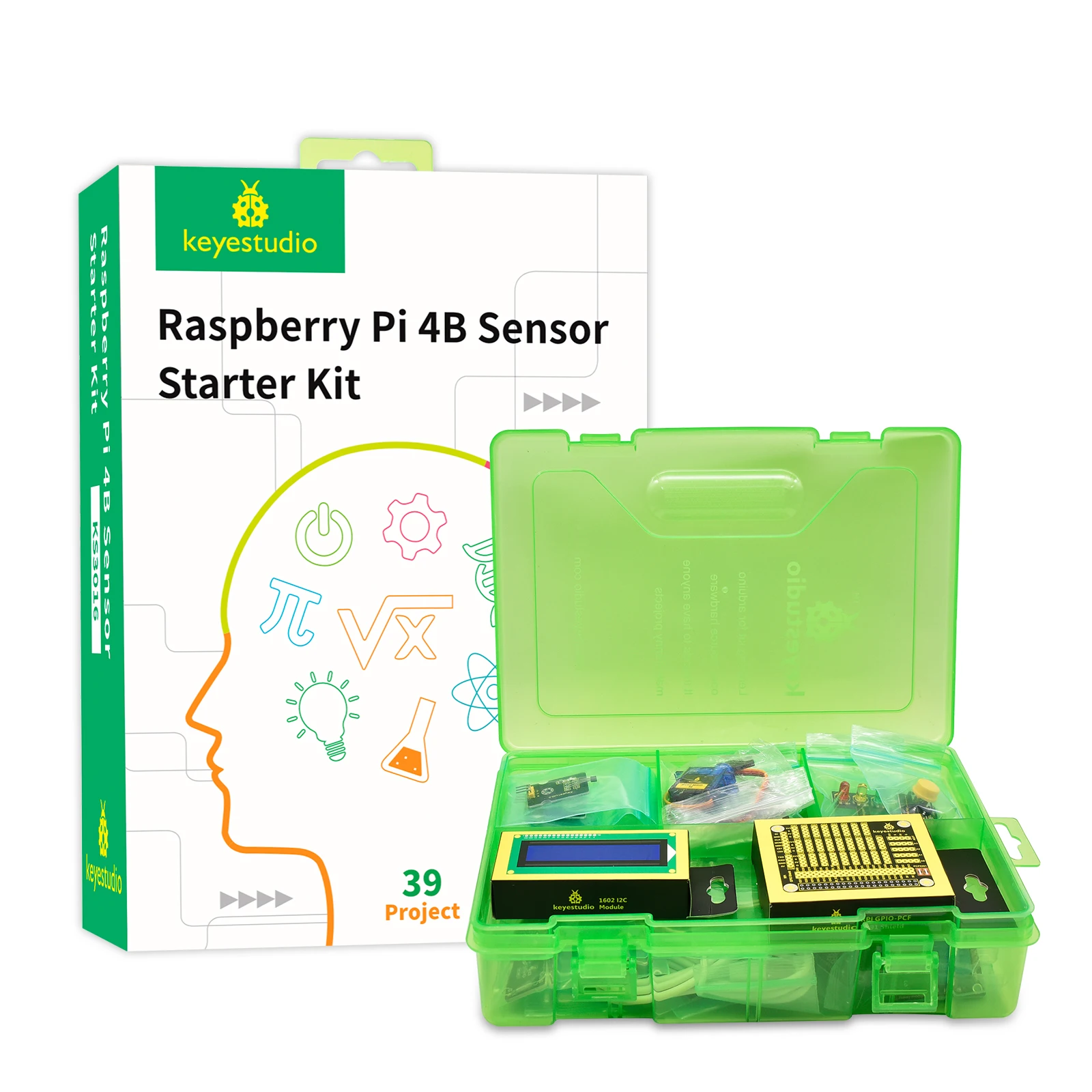 KEYESTUDIO für Raspberry Pi 4B Sensor Starter Kit DIY STEM KEINE RPI 4B Platine 
