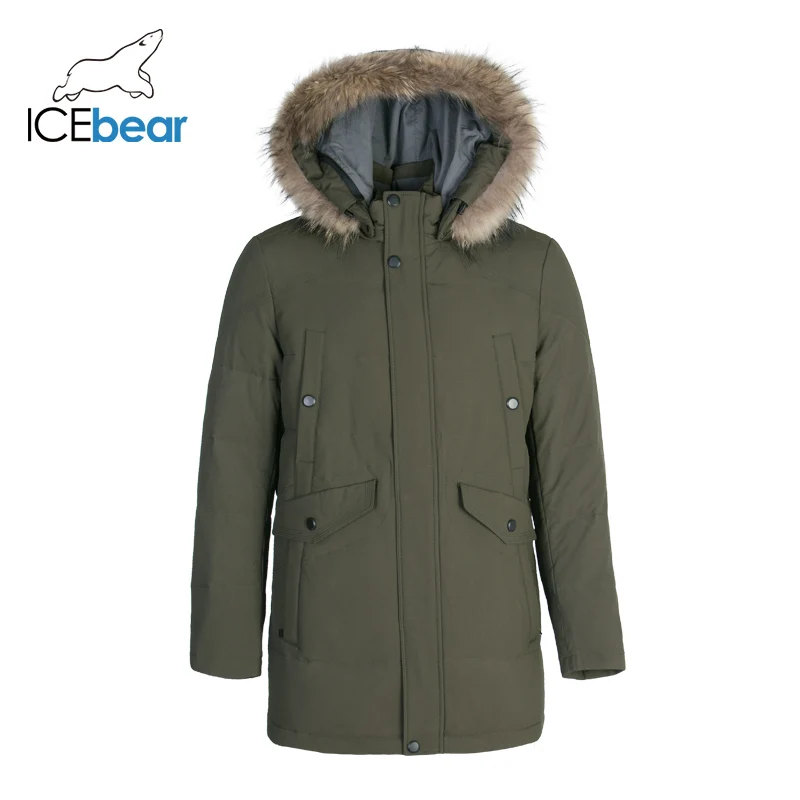 ICEbear 2019 Мужская зимняя портативная теплая куртка с капюшоном на 70% белом утином
