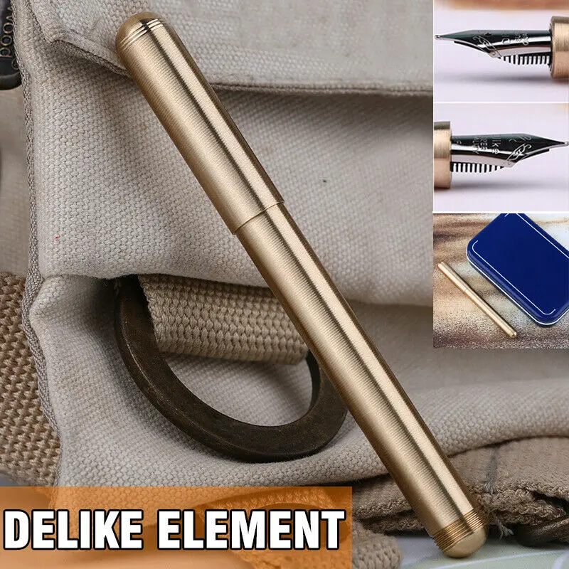 

Delike Metal Full Brass Fountain Pen Nib 0.5mm Ink Pens Case Classic Fountain-Pen School Office Student Supplies With Box Gift