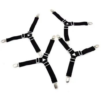 

4pcs Triple-cornered Bed Sheet Clips 3-Way Adjustable Mattress Holder Fastener Grippers Suspender Straps