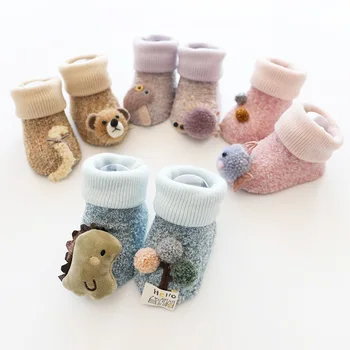 

Baby Socks Anti Slip Newborn Coral Fleece Sock Winter Leg Warmers Cartoon Children Toddler Floor Socks Thicken Infant Calcetines