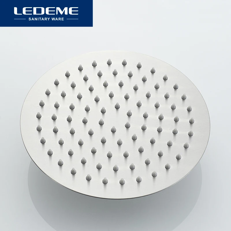 LEDEME Shower Mixers Faucet Brushed Rain Shower Faucets Taps Wall Round Hand Stainless Steel Mixer Tap Set L72402