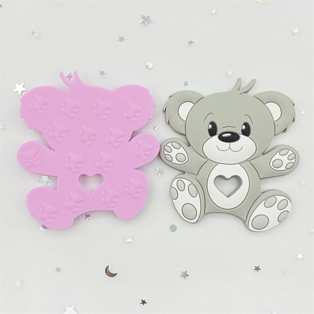 1pcs Bear Silicone Baby Teether rodent Teething Toys Chewable Animal beads Baby Products Nursing Gift DIY pendant necklace 2