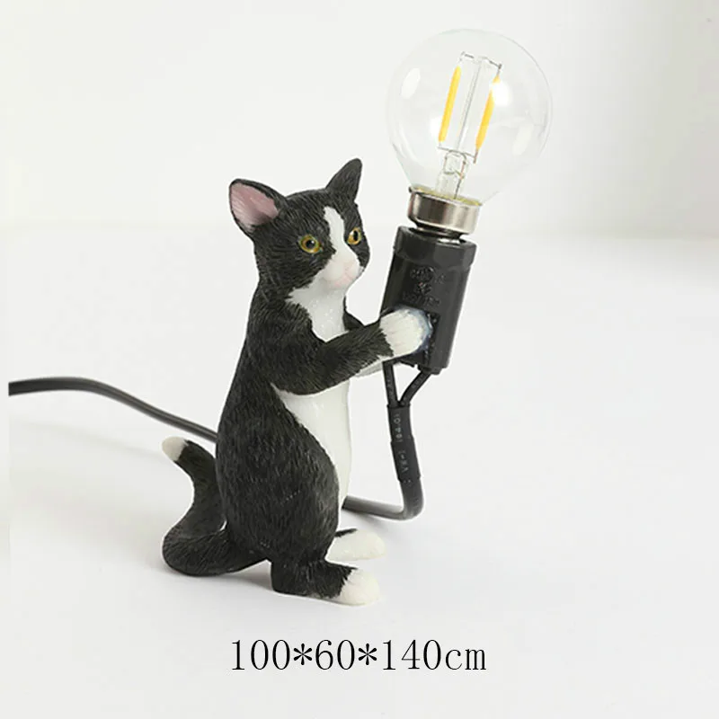Настольная лампа в скандинавском стиле Seletti, креативная настольная лампа, декоративная, мяу, звезда, подарок, милый котенок, животное, настольная лампа, художественная, декоративная, настольная, светодиодная - Цвет корпуса: black-A
