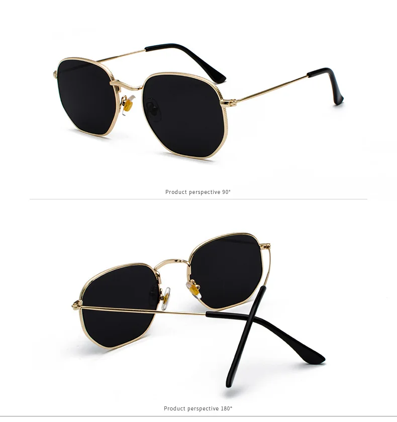 Мужские квадратные солнцезащитные очки с шестигранной оправой 20199, женские очки с металлической оправой, очки для рыбалки, золотистые, серые очки, lentes de sol hombre
