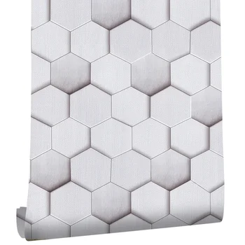 

Peel and Stick Geometric Pattern Wallpaper Grey Vinyl Self Adhesive Wall Paper Design for Walls Bathroom Bedroom Home Decor
