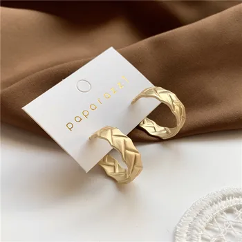 

Pattern Semi Circle Matte Small Hoop Earrings Metal Simple New Fashion Earrings