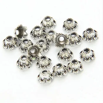 

50pcs 6mm Zinc Alloy silver color Flower Star Spacer End Beads Caps Charms For Jewelry Making Bracelet Accessories 851