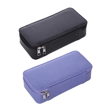 

2x Purple/Black Large-Capacity Stationery Bag Pen Bag Double-Layer Multi-Function Pen Bag Removable Pencil Case