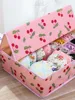 Cherry Pattern Storage Boxes Oxford Fabric Closet Organizer For Scarfs Socks Cover Wardrobe Drawer Separated Clothes Storage Box 4