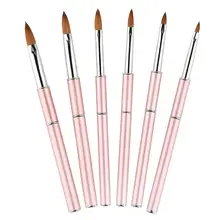 Мода Розовый цвет шампанского Металлическая Ручка Колонок Соболь волосы лак для ногтей кисть УФ гель Кисть-ручка для резьбы жидкий порошок DIY Инструменты для ногтей