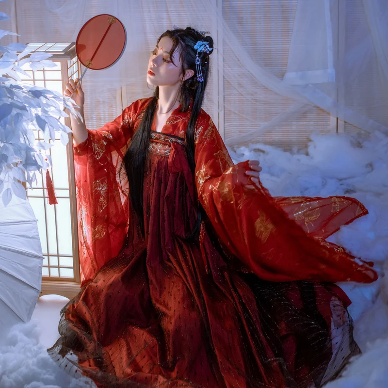 Новинка Красное китайское платье принцессы Hanfu Женские традиционные восточные