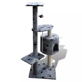 

Cat Tree Cat Scratching Post 114 cm 1 Condo Grey Cat Scrachers Tree Multi-level Play Center Fully Functional Household Cat Gym