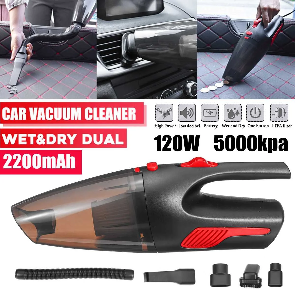 

5000pa Strong Power Car Vacuum Cleaner DC 12 Volt 120W Wireless 5KPA Cyclonic Wet/Dry Auto Portable Vacuums Cleaner HEPA Filter