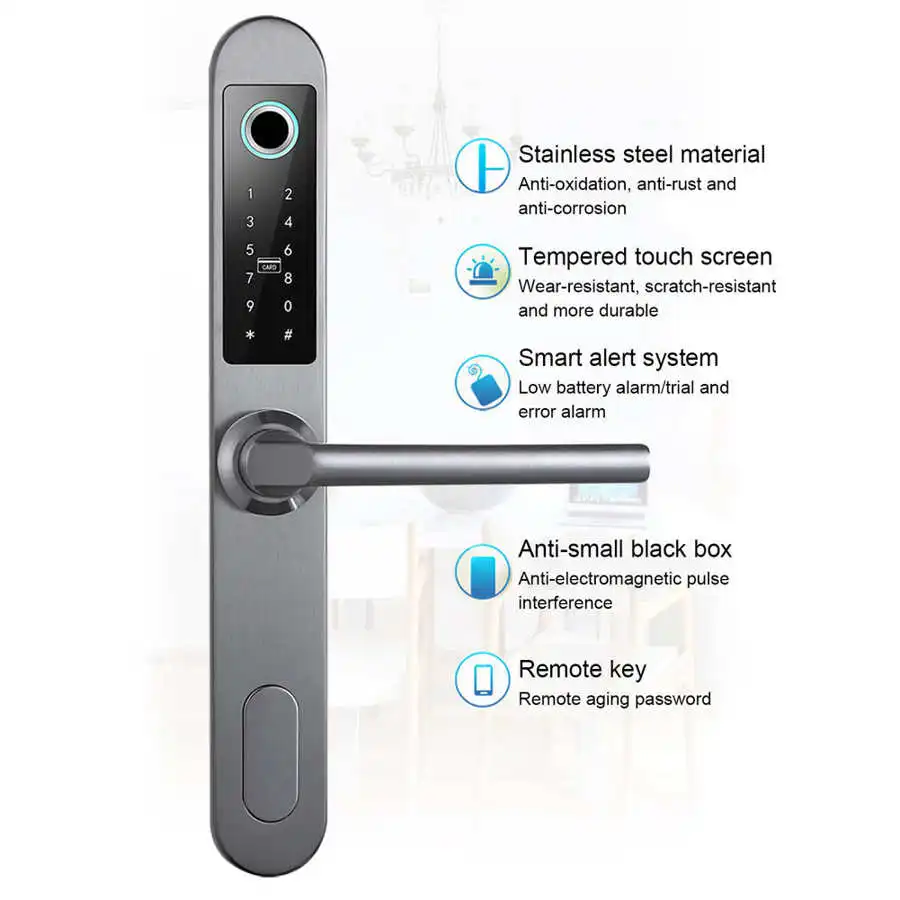 Smart Door Lock Fingerprint Induction Password Key Card Unlock Lock For Balcony Sliding Door Left Opening Door Accessories Locks Aliexpress