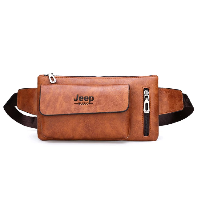 JEEP BULUO Big Brand Men Sling Bag Fashion Casual Leather Chest Waist Bag Crossbody Daypacks For College Teenagers New orange