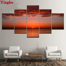 Фото на заказ полный квадратный дрель 5D алмазная живопись 5 шт. вид на море закат пейзаж Вышивка крестиком Мозаика вышивка бисером