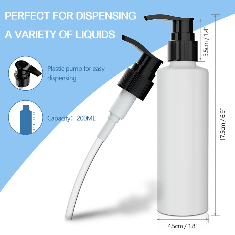 200ml Refillable Plastic Pump Dispenser Bottle