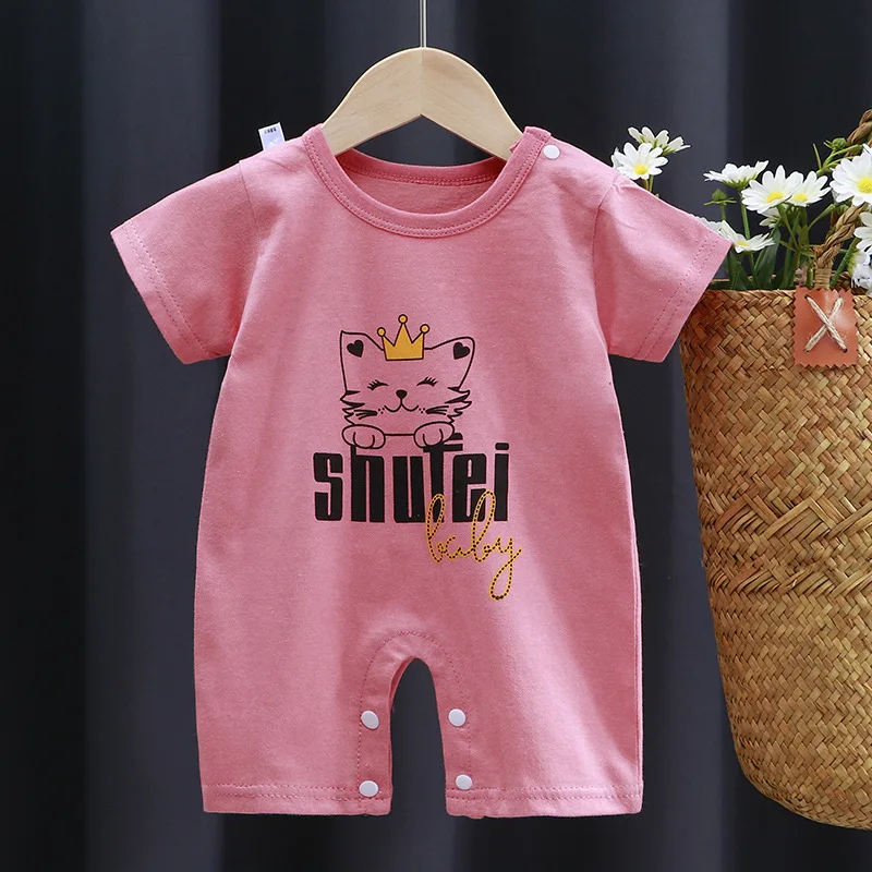 Summer Cartoon Baby Rompers Boys Girls Jumpsuits Newborn Short Sleeve Cotton Thin Baby Climbing Clothes Infant Costumes Pajamas coloured baby bodysuits Baby Rompers