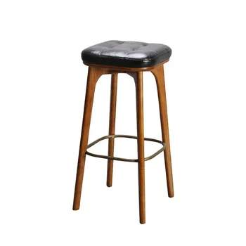 

Nordic bar stools solid wood high stools stylish light luxury soft foreskin dining chair home simple modern bar table chair