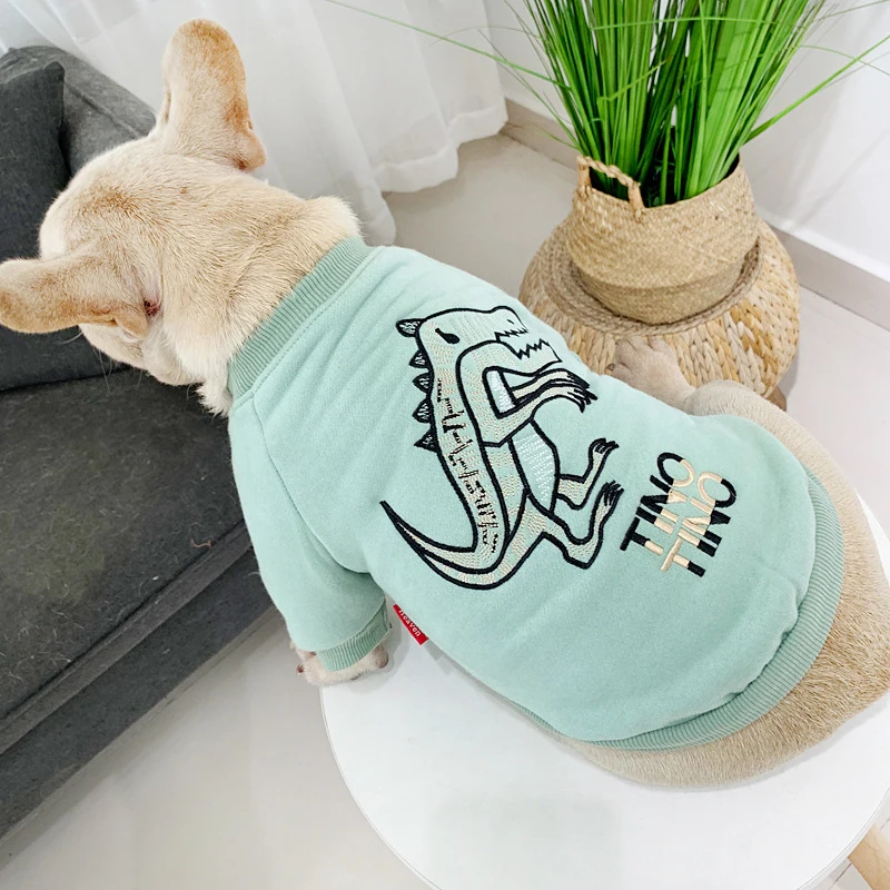 Мягкая теплая для собак Толстовка с капюшоном Домашние животные Одежда для собак пальто куртка зимняя одежда для собак Мопс французский Bullodg одежда для костюм для собаки Ropa Perro - Цвет: Green-Pet Clothes