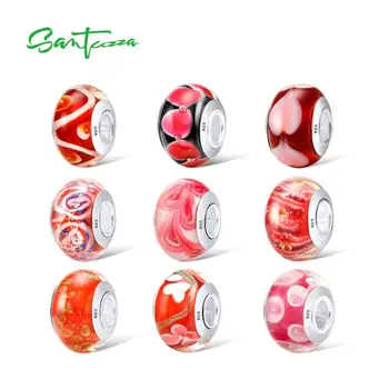 

Santuzza Silver Charm Colorful Beads Charm Fit For Bracelet Bangle DIY Making 100% Pure 925 Sterling Silver Fashion Jewelry