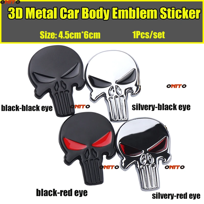 

Car Styling 1Pcs Punisher Skull Emblem Sticker 3D Metal Car Body Decal For E60 E90 F10 F30 F15 91 E92 E93 F02 E63 E64 E65 E86 E