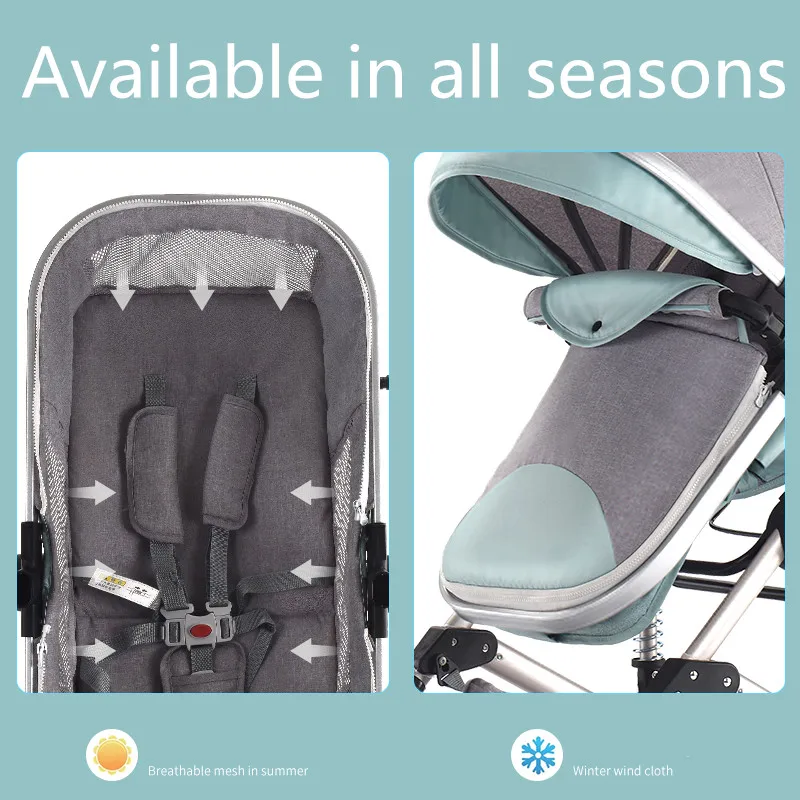 3 in 1 Multifunctional Baby Stroller Folding Carriage High Landscape Gold Red Baby Stroller Newborn Stroller Mother Assistant