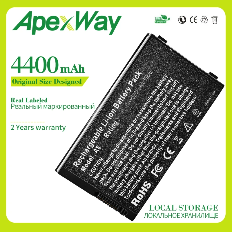 Аккумулятор Apexway для ноутбука Asus A32-A8 70-NF51B1000 15G10N345800 A8TL751 A72DY A72JT A72JU A8 A8A A8Dc A8E A8H A8J A8S