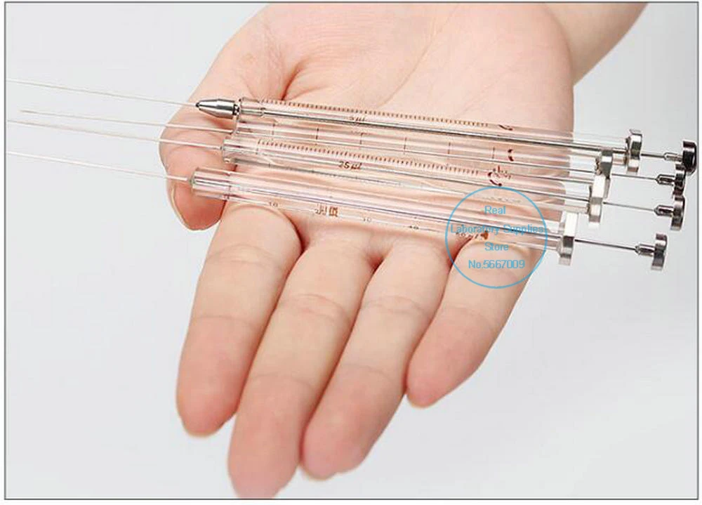 Microliter Syringe 1pcs lab 0.5ul to 1000ul liquid phase Microliter Syringes with flat head Laboratory chromatographic Microinjector