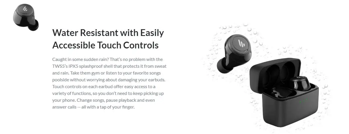 EDIFIER TWS5 наушники истинные беспроводные Bluetooth V5.0 стерео технология IPX5 водонепроницаемые беспроводные наушники