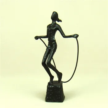 

Cast Iron Rope Jumping Figure Statue Handmade Physical Training Recreation Sports Figurine Souvenir Decor Gift Craft Ornament