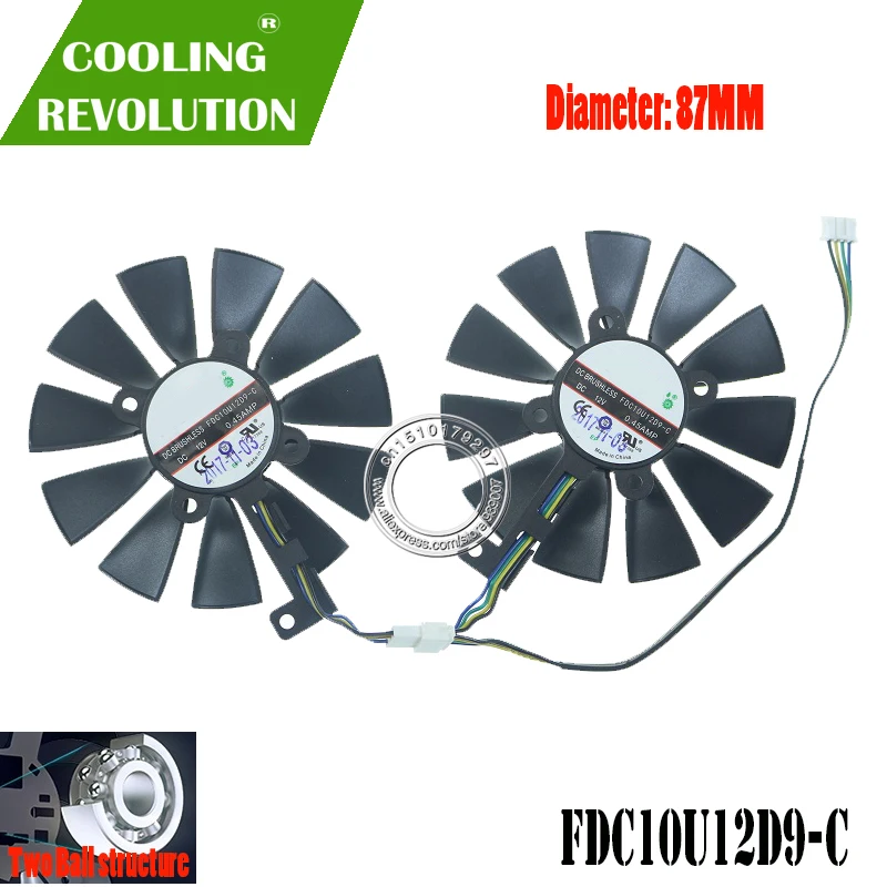 Gráficos Ventilador para Asus Expedição Rx580 Rx570 Ex-rx580 Ex-rx570 Fdc10u12d9-c Dc12v 0.45amp 4pin Ventiladores e resfriadores - Imagem 4