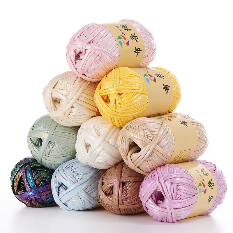 100g/ball Glitter Colorful Soft Knitting Cloth Yarn Thick For Hand Knitted Bag Hat Blanket Carpet Crafts Crochet | Дом и сад