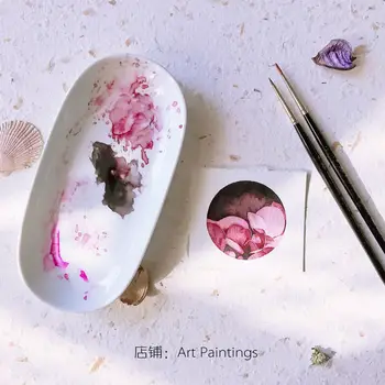 

Water Color Oval Ceramic Watercolor Palette Oil Paint Painting Tray Mixing Artist Drawing