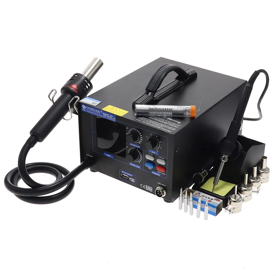 GORDAK-952H-A GORDAK 952 952H паяльная станция для распайки BGA SMD термостатический пистолет горячего воздуха и электрический утюг сочетание 220V 110V - Цвет: GORDAK-952H-A